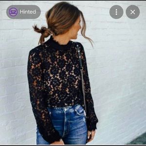 NWOT Wayf Berklin Lace Long Sleeve Top Black Size Small